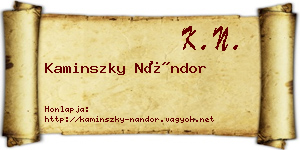 Kaminszky Nándor névjegykártya